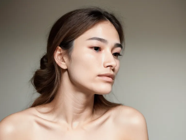 Macro shot of a healthy jawline showing natural skin texture and clarity.