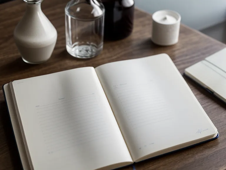 A designer's notebook with habit-tracking notes next to a gut health supplement.