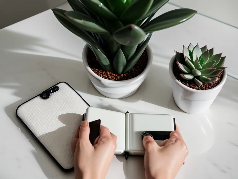 Smartphone screen showing a gallery of skin tracking photos on a marble counter.