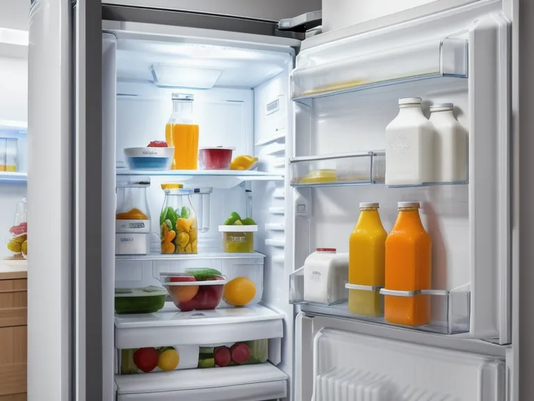 A probiotic supplement bottle stored inside a refrigerator for temperature control.