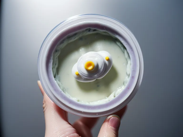 A close-up of a single probiotic capsule held in a hand.
